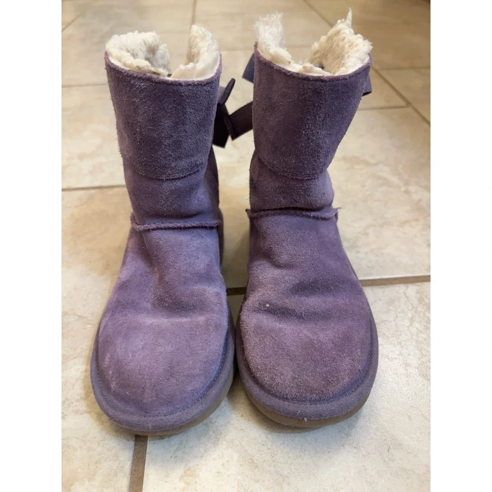 Koolaburra by UGG Victoria Purple Suede Bow Boots Kids Size 12 110861T
